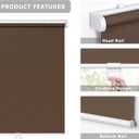 LazBlinds No Tools No Drill Cordless Roller Shades, 100% Blackout Roller Blinds for Windows, Thermal Insulated UV Protection Waterproof Roll Up Window Blinds and Shades, 22'' W x 72'' H, Brown