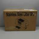 Vivifying Stainless Steel Litter Box, XL Side Entry Extra Large Litter Box with Lid for Big Cats & Kitty, Removable Enclosed Metal Cat Pan with High Sided Enclosure, Scoop, Mat, Footboard (Black)