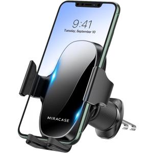 Miracase Phone Holders for Your Car with Metal Hook Clip, Air Vent Cell Phone Car Mount, Hands Free Universal Automobile Cradle Fit for iPhone Android and All Smartphones, Classic Black (1 Pack)