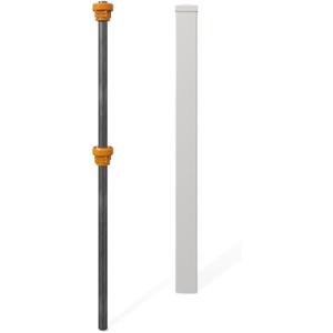 4ft Tall (1 Unit) No Dig WamBam Finishing Post with Steel Pipe Anchor Kit, Permanent White Vinyl Post for Nantucket, Sturbridge, and Westport Fence and Gate Kits, BL19042