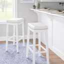 Linon Claridge White 32.25 Seat Height Backless Bar Stool with Faux Leather Upholstered Seat, Standard