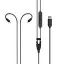 MEE audio USB Type C Headset Cable with Microphone and 3-Button Remote for MX PRO Series and M6 PRO in-Ear Monitors (USB-C Connector), Black (Cable-USB-PRO-BK)