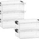Superio Clear Storage Boxes with Lids, 16 Quart Plastic Container Bins for Organizing, Stackable Crates, BPA Free, Non Toxic, Odor Free, Organizers for Home, Office and Dorm, 5 Pack