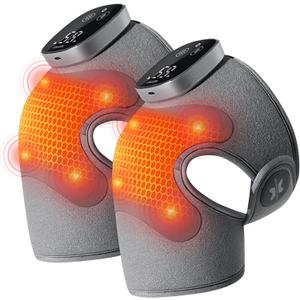 Knee Massager with Heat Vibration for Pain Relief MAXwarm 5.0[2026 Upgraded]-Heated Knee Brace with 5 Heat Levels and 4 Massage Heads, X-Warm Heat-Lock Tech, for Men Women(Grey, 2-Pack)