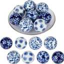 OLYCRAFT 8Pcs Blue and White Porcelain Balls Decorative Porcelain Balls 1.6 Inch Chinoiserie Ball Handmade Ceramic Beads 1mm Hole Ceramic Orbs for Centerpiece Bowls Vases Tables Wedding Home Decor