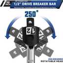 32-Inch 1/2” Drive Breaker Bar, Heavy Duty Extension Breaker Bar, 250° Rotatable Head, Premium Chromium Molybdenum Steel, Mechanical Work, Automobile and Motorcycle Maintenance and Repair