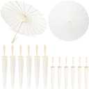 SAYAYA 12 Pack White Paper Umbrellas for Weddings, 33" & 23.6" DIY Oiled Paper Parasols Bulk Set, Chinese Japanese Parasol for Party Decor, Photography Props, Bridal Shower Crafts, Family Events