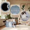 Cat House for Indoor Cats – Felt Covered Cat Bed Cave with Sisal Ball & Reversible Cooling & Warming Pad, Enclosed Hideaway Condo for Large Cats & Kittens, Cozy Multi-Cat Furniture, Gray