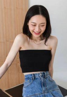Crop Top, Black, Size XL