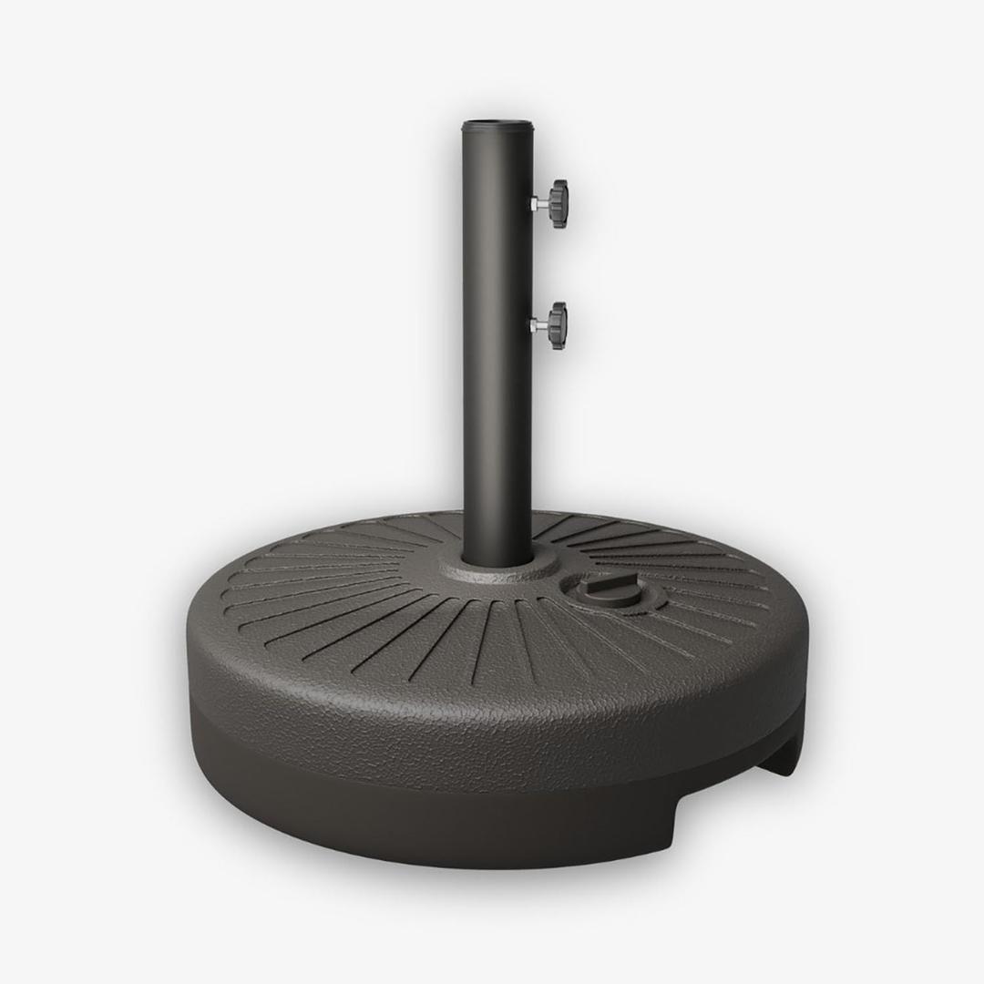 22L Water Filled Patio Umbrella Base Heavy Duty HDPE Outdoor Umbrella Stand with Dual Locking Knobs, Weather Resistant Holder for 6-10FT Umbrellas, Black
