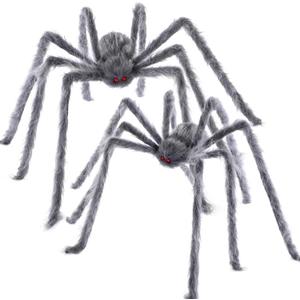 JOYIN 2 Pack 5 Ft Halloween Outdoor Decorations Hairy Gray Spider, Scary Fake Giant Large Spider Haunted House Props, Halloween Lawn Porch Yard Garden Tree Decorations Party Indoor Decor