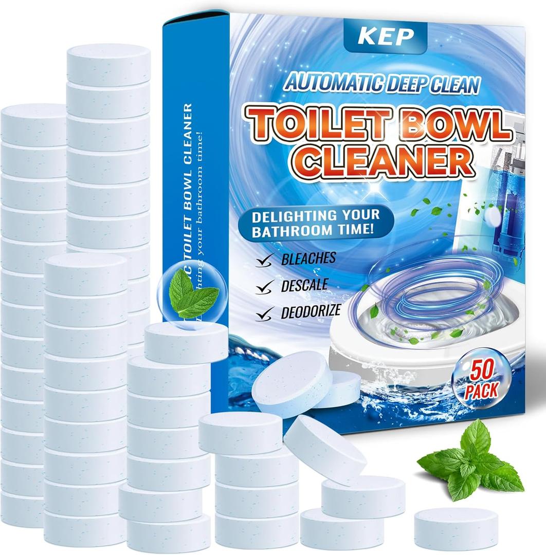 Automatic Toilet Bowl Cleaner-Deep Cleaning Bleach Tablets, Descale & Deodorize, Fresh Scent, Septic Safetoilet tank tablets easy to use .Delight Your Bathroom Time!(50 Pack) Long-Lasting recommend