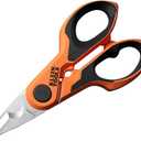 Klein Tools 2100FO Stainless Electrician Scissors with Serrated Blade and Cable Stripper, Compact Shears for Wire and Cable Cutting, 6-Inch