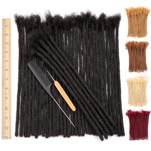 DAIXI 0.8cm Thickness 12 Inch 100 Strands and 0.4 0.6cm 100% Real Human Hair Dreadlock Extensions for Man/Women Full Head Handmade Permanent loc Extensions Bundles Can Be Dyed Bleached Curled Twisted