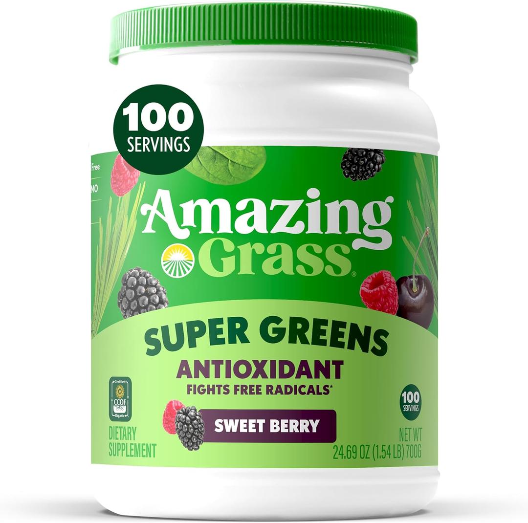 Amazing Grass Super Greens Antioxidant Powder, Sweet Berry, 100 Servings, EXP:  11/2026