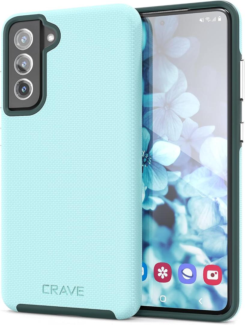 Crave for Galaxy S21 FE Case, Shockproof Protection Dual Layer for Samsung Galaxy S21 FE 5G (6.4 inch) - Aqua