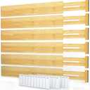 SpaceAid Bamboo Drawer Dividers with Labels, Kitchen Adjustable Drawer Organizers, Expandable Organization for Home, Office, Dressers and Bathroom, 6 Dividers (17-22 in)