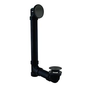 Westbrass 493144H-62 12" & 4" Bath Waste & Overflow Assembly with Tip-Toe Drain Plug and Illusionary Faceplate-SCH. 40 ABS Pipe, 1-Pack, Matte Black