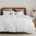 Bedsure Duvet Cover King Size - Soft Double Brushed Bedding Set for Kids & Adults, Zipper Closure, 3 Pieces, Includes 1 Duvet Cover (104"x90") & 2 Pillow Shams, NO Comforter, White
