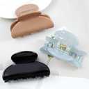 2 x Medium Hair Claw Clips for Women Girls - Strong Hold Non-Slip Jaw Hair Clips for Thin & Thick Hair - French Banana Barrettes Stylish Hair Accessories (Black, Blue)