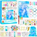 DIY Journal Set for Ages 8-14, Cool Birthday Gifts, Cute Journaling Art Crafts, Personalized Diary Scrapbook Supplies Kit, Ideal Girls Toys - Blue