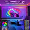 SINLEY Led Neon Rope Lights 60FT,Control with App/Remote,Flexible Led Rope Lights,Multiple Modes,IP68 Outdoor RGB Neon Lights Waterproof,Music Sync Gaming Led Strip Lights for Bedroom Indoor