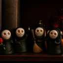 Mini Grim Reaper Figurines Set of 4  Small Gothic Bookshelf & Halloween Decor  Cute Resin Figures for Tabletop Displays, Collectors & Gift Giving