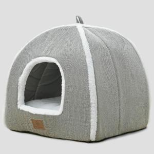 Cat Beds for Indoor Cats-Cat Bed Cave House Tent for Kittens and Small Pets with Washable Cushioned,Soft and Warm Indoor House, Grey, 15 inches