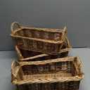 3 Sets Baskets for Gifts Empty Wicker Baskets with Gift Bags and DIY Bow Rectangular Woven Stackable 14 x 7.24 x 4" Goodies Basket with Handle for Easter Weddings Party Supplies