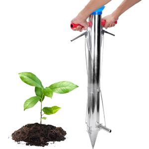AIWFL Seedling Transplanter Long Handled Bulb Planter Tools Vegetable Young Plant Manual Plant Transplanter Stainless Steel Planting Garden Tools (Double Handle With Foot)
