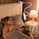 Gooseneck Tablet Holder with Page Turner for Kindle Reading in Bed: Adjustable Desk Bedside Lazy Arm Stand for Kindle Accessories | Gifts for Reading Enthusiast (White)