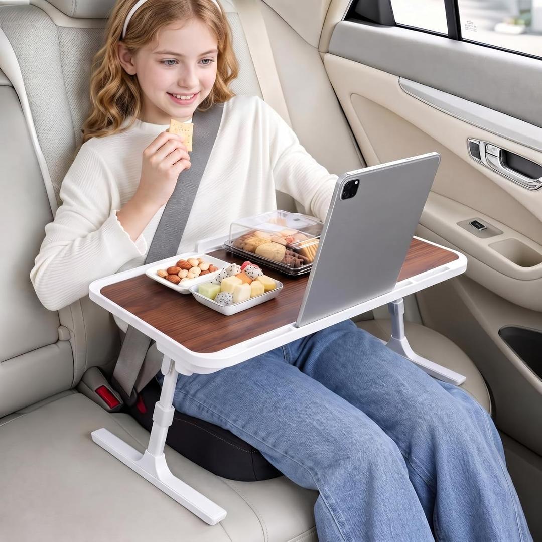 Xuhal Large Car Seat Tray Table, 23.6"×13.8" Adjustable Car Desk Laptop Desk 0–36° Wood Portable Detachable Lap Desks for Passenger Seat, Work, Eating, Camping, Home Use, Long Distance Use