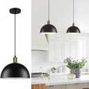 Black Pendant Lights Kitchen Island, 11.8" Modern Dome Pendant Light Fixtures Farmhouse Hanging Lights for Dining Room Hallway Sink Entryway