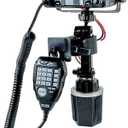Lido Cup Holder Mount with Mic Holder for Retevis RT95, Black, Adjustable Height 6-8 Inches.