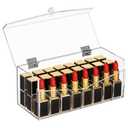 HBlife 24 Spaces Acrylic Lipstick Organizer With Lid Dustproof Lipgloss Holder Case Beauty Makeup Storage