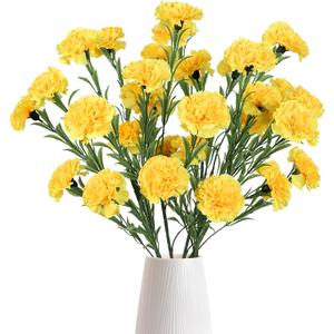 IPOPU Yellow Carnations Artificial Flowers 6PCS Faux Carnations Silk Flowers 33in Long Flowers for Tall Vases for Wedding Home Table Centerpieces Floral Arrangement(Yellow)