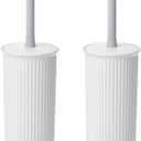 Superio Decorative Plastic Toilet Bowl Brush and Holder Set, Cleaner Scrubber for Bathroom (2, White)