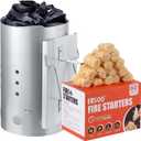 E500 Larger Charcoal Chimney Starter with 60Pcs Charcoal Starter, Coal Chimney Starter for Grill, BBQ Fire Starter Kit