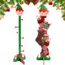 Novabright Christmas Stocking Holder Stand Xmas Freestanding Stocking Holder Stand Wooden Tree Coat Rack for Floor Bedroom Fireplace Mantle Scarf Belt Hat Holiday Decor 47 Inch(Christmas Elf)