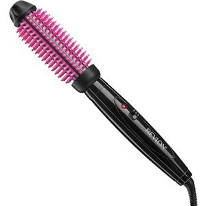 REVLON Silicone Bristle Heated Hair Styling Brush | Fast, Long Lasting Volume for Easy Styling | 1" Barrel for Full Body and Smooth Styles (Black/Pink)