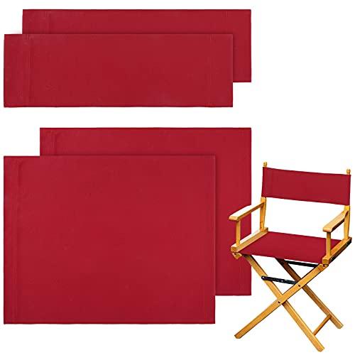 Boao 2 Sets Directors Chair Canvas Replacement, Makeup Chair Seat and Back Replacement Cotton Canvas Stool Protector for Home Director Medium Size (Red)