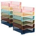 Weysat 12 Pcs Turn in Trays, Classroom Paper Tray, Morandi Tones, Narrow