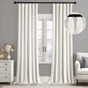 MIULEE Velvet Curtains 102 Inch Long 2 Panels Set for Living Room Bedroom Cream Pinch Pleat Back Tab Thermal Insulated Light Blocking Drapes Pleated Blackout Floor to Ceiling Curtains with Hook Ivory