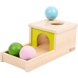 Adena Montessori Object Permanence Box with Tray Three Balls Montessori Toys for 6-12 Months Baby 1 Year Old Infant Toddler Typical, Medium, Small