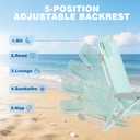 SUNNYFEEL Extra Wide Low Beach Chair 5 Position Lay Flat 500 LBS Heavy Duty, XL Oversized Portable Folding Camping Chairs with Cup Holder for Outdoor/Trip, Lightweight Backpack Beach Chair for Adults