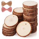 Fuyit Wood Slices 30 Pcs 2.0-2.4 Inches Craft Wood kit Unfinished Predrilled Tree Slices with Hole, Wooden Circles for Arts and Crafts Christmas Ornaments DIY Crafts