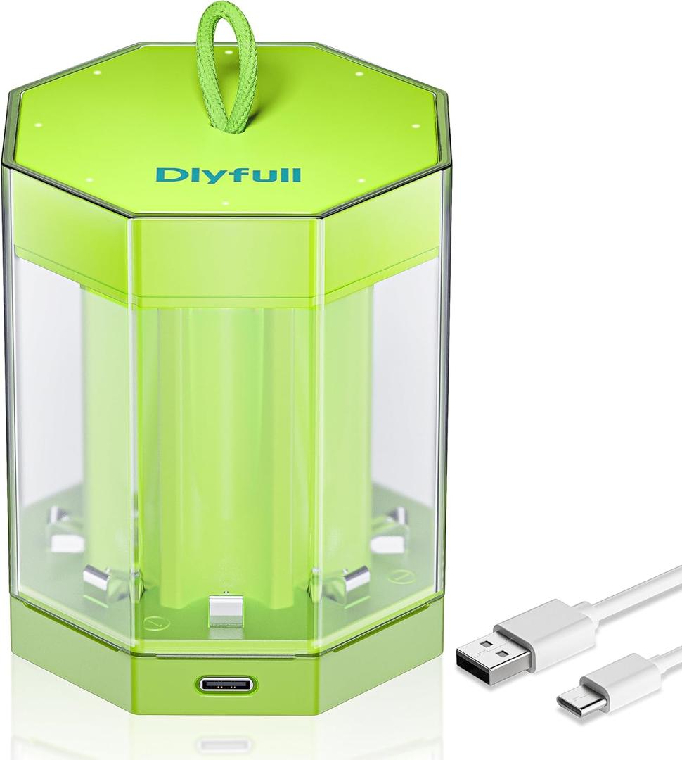 Dlypow 8 Bay AA AAA Battery Charger with Storage Dust Cover, USB-C High-Speed Charging, Independent Slot for Ni-MH Ni-CD AA AAA Rechargeable Batteries, Cable Included