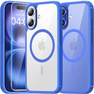 TAURI for iPhone 16 Plus Case, Compatible with MagSafe, Not-Yellowing with Screen Protectors, Military-Grade Protection, Slim Magnetic Case for 16 Plus 6.7", Blue