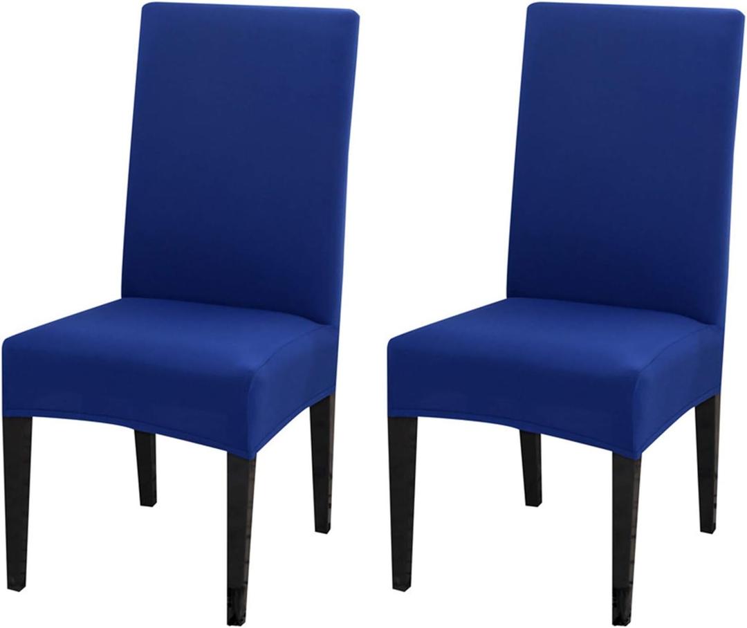 2 Pack Dining Chair Covers, Stretch Spandex Removable Washable Protector Chair Slipcovers for Dining Room Kitchen Hotel (Royal Blue)