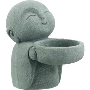 Buddha Sandstone Statues, Zen Monk Praying Statue Sculptures Ornament for Wealth Good Luck Feng Shui Decor Home Office Car Decoration(Jizo Monk)